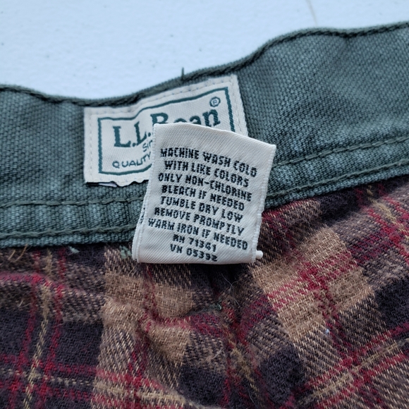 Vintage LL Bean Flannel Lined Jeans Olive Green 44x30 - Picture 7 of 9